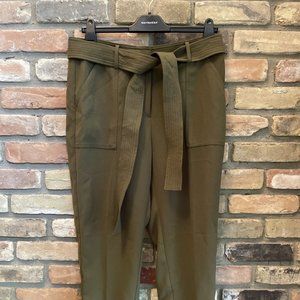 j crew tie waist olive green pleat front easy pant 365 crepe pants new nwt 10
